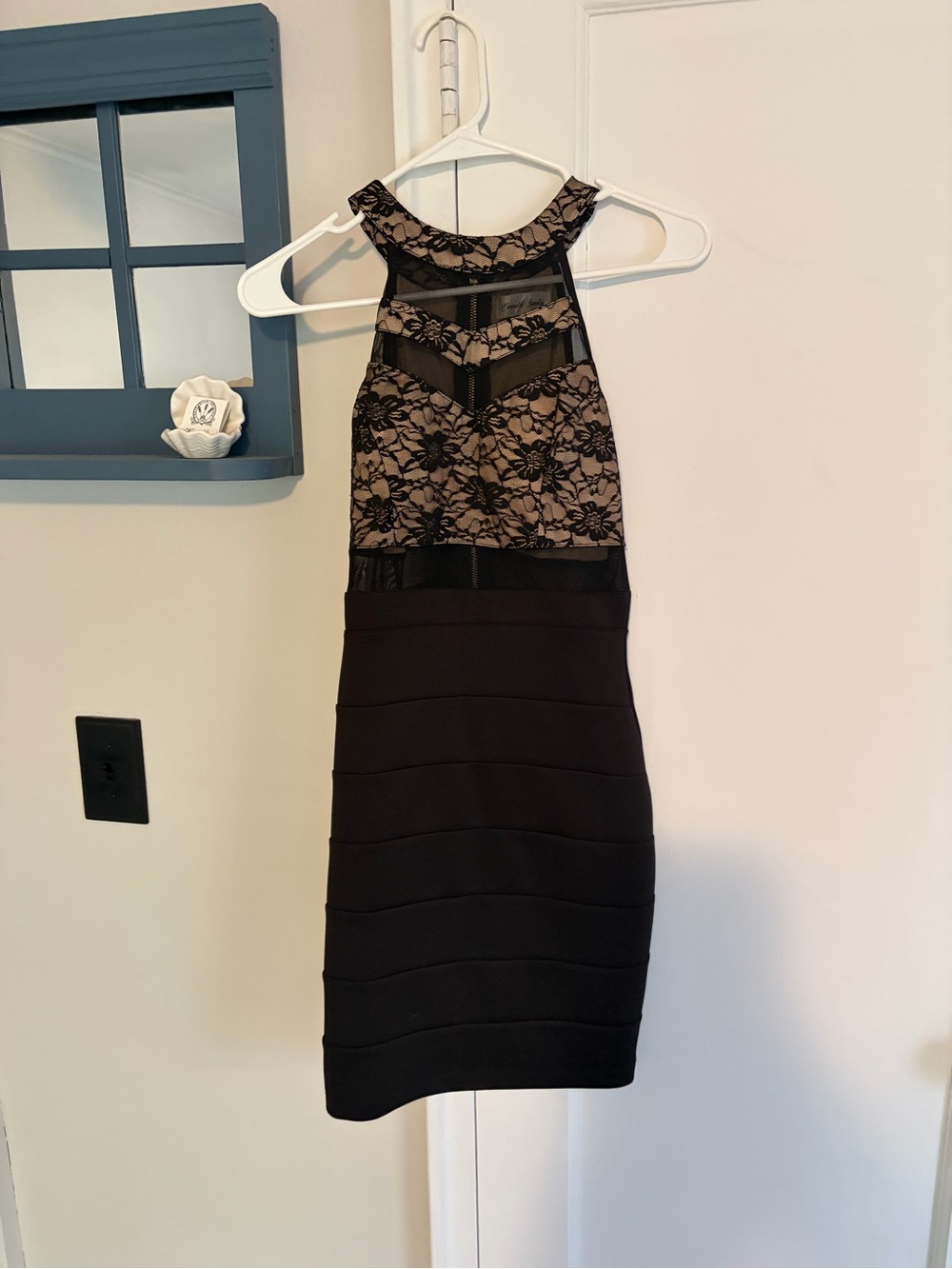 Emerald Sundae Black & Nude Lace Midi Dress